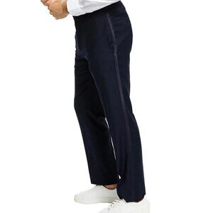 Alfani Mens Diamond Grid Flat Front Tuxedo Suit Pants in Navy